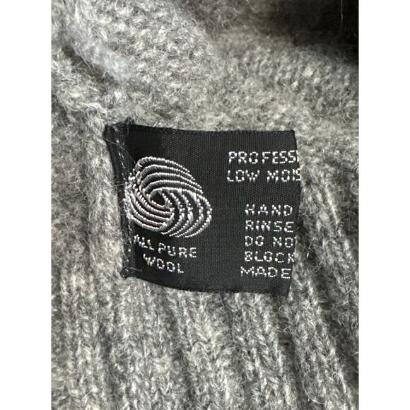 Vintage Gray Grey Wool Crew Neck Sweater Cable Knit Womens Medium - Picture 5 of 6